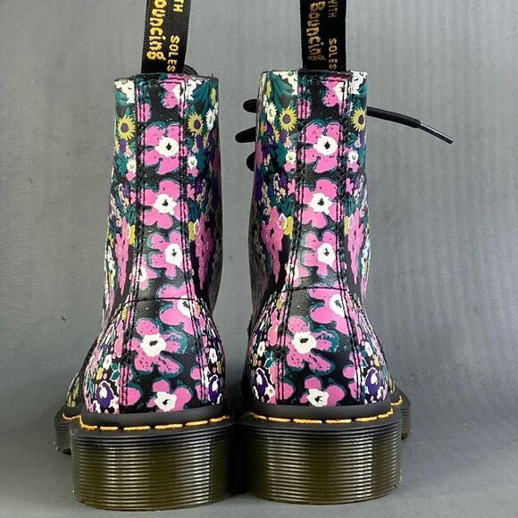 DR. MARTENS 1460 Pascal Ankle Boots Floral Print Leather shoes size 6 - Picture 4 of 9